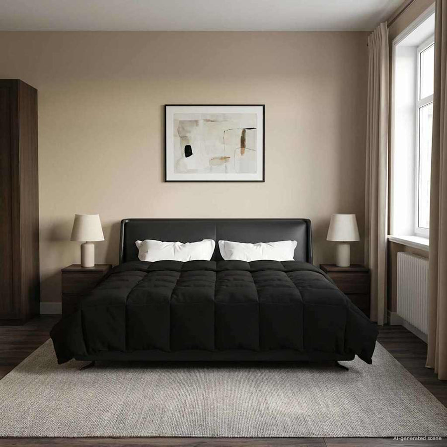 Zomer Dekbed Gekwilt Zwart 200 x 240 cm Microfiber