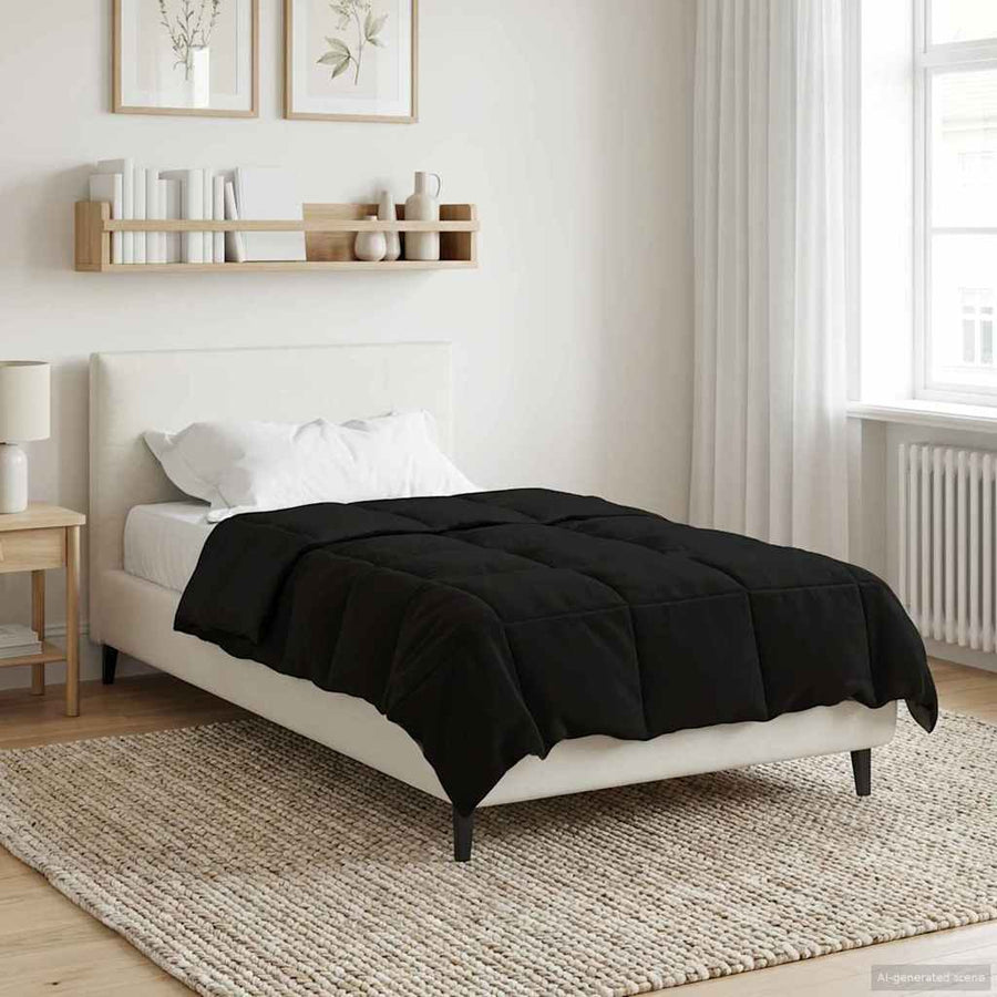 Zomerdekbed Gekwilt Zwart 135 x 220 cm Microfiber