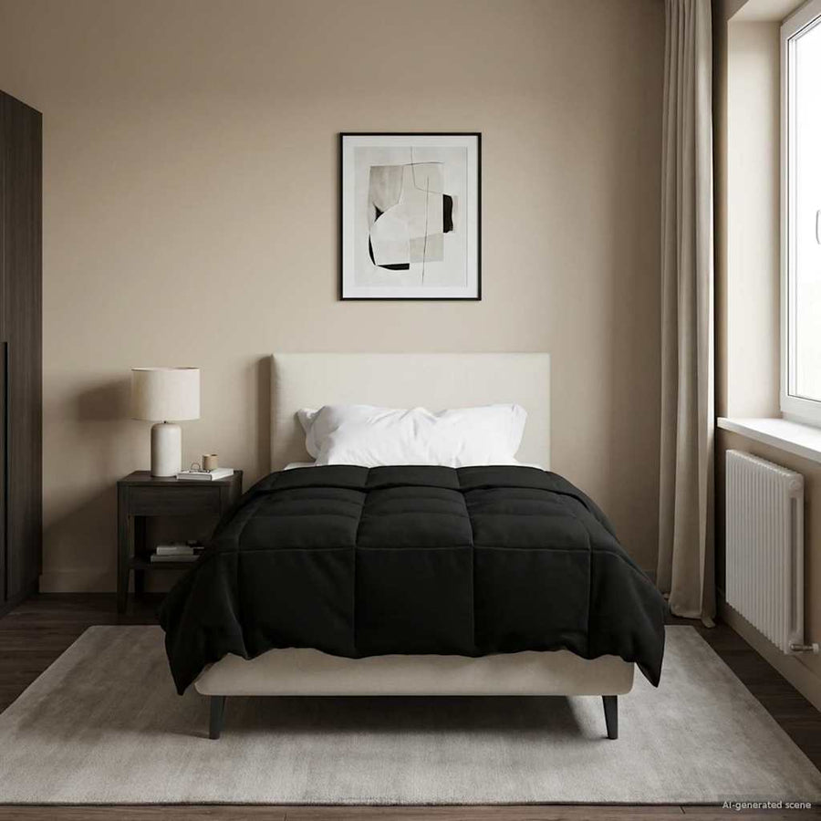 Zomer Dekbed Gekwilt Zwart 140 x 220 cm Microfiber