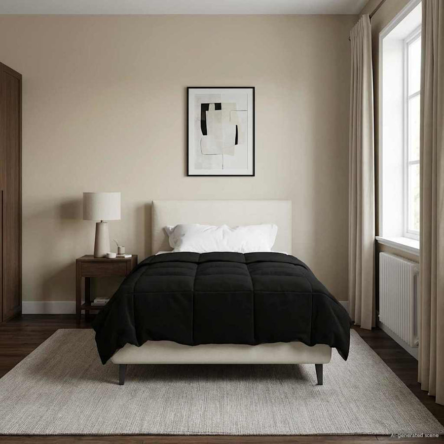 Zomer Dekbed Gekwilt Zwart 155 x 220 cm Microfiber