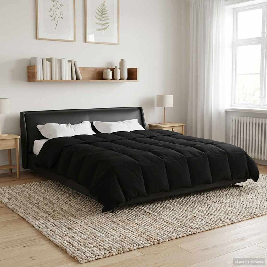 Zomer Dekbed Gekwilt Zwart 200 x 220 cm Microfiber