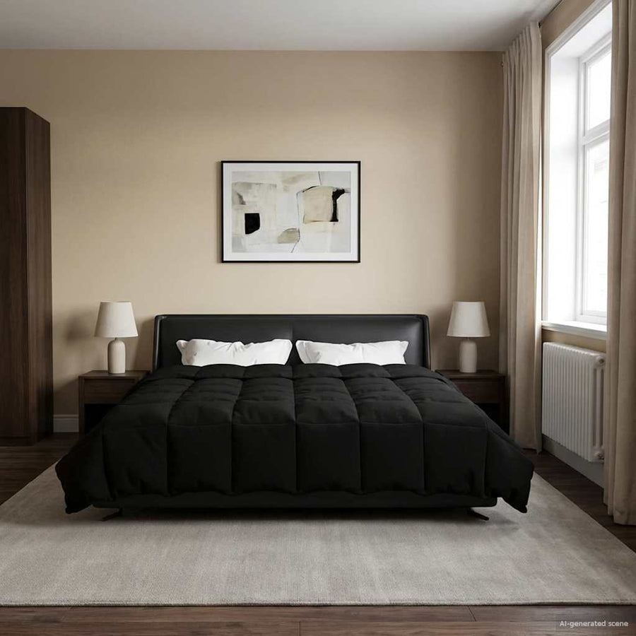 Zomer Dekbed Gekwilt Zwart 200 x 220 cm Microfiber