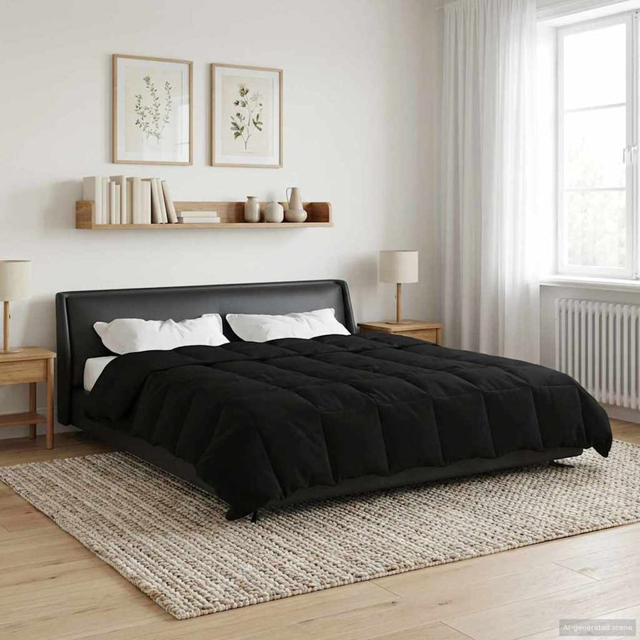 Zomer Dekbed Gekwilt Zwart 220 x 240 cm Microfiber