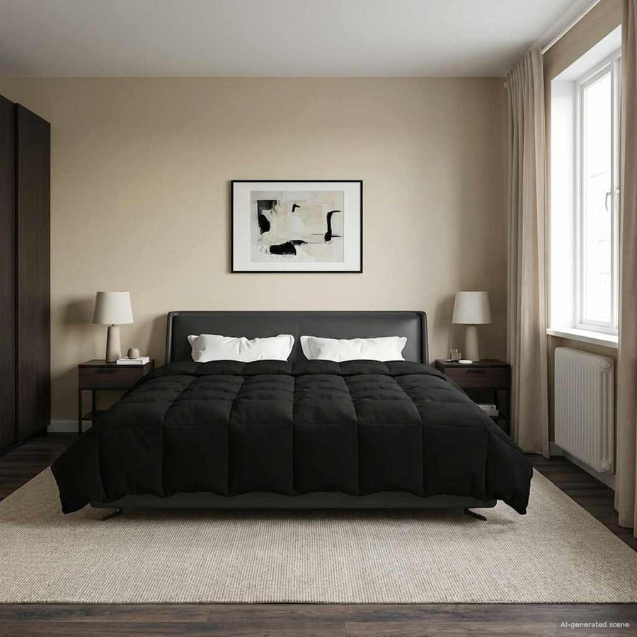 Zomer Dekbed Gekwilt Zwart 220 x 240 cm Microfiber