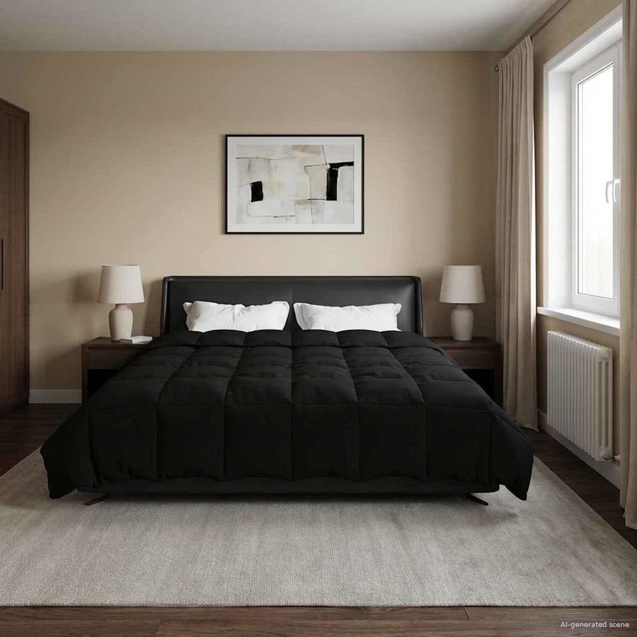 Zomer Dekbed Gekwilt Zwart 220 x 260 cm Microfiber