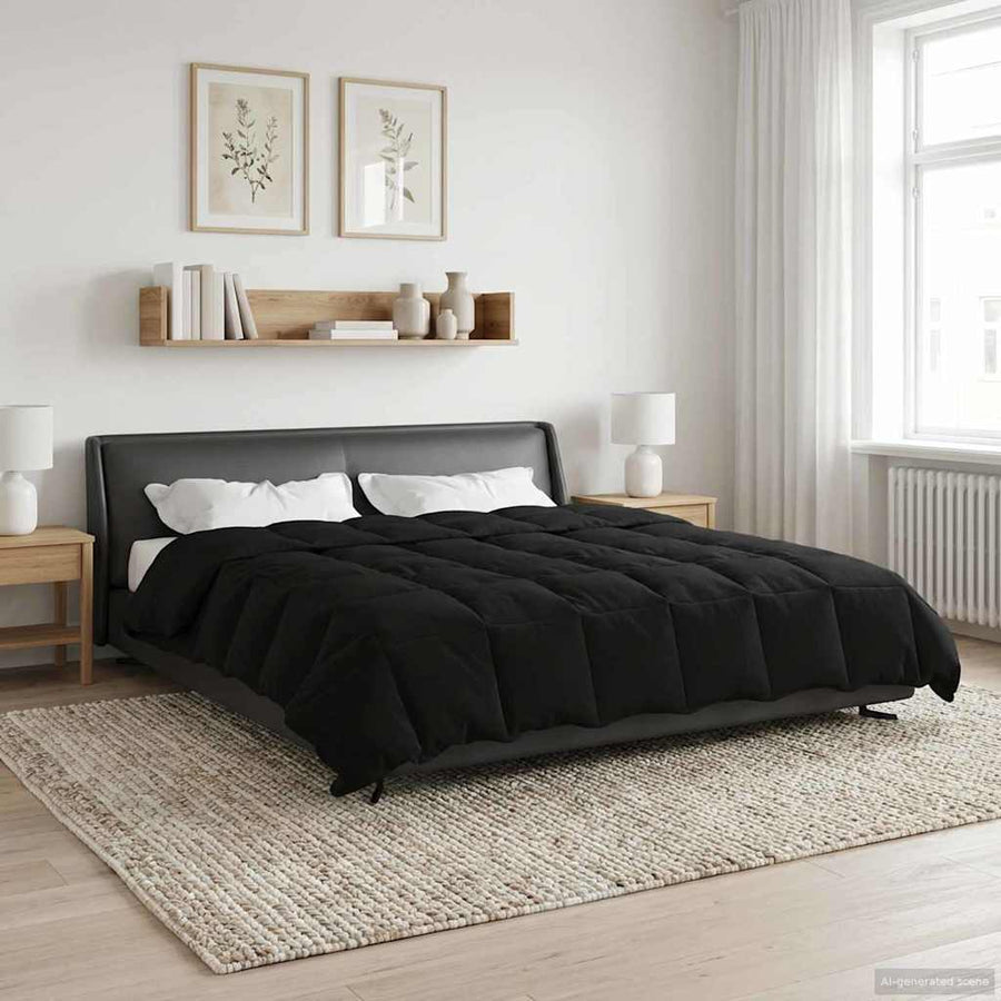 Zomer Dekbed Gekwilt Zwart 240 x 260 cm Microfiber
