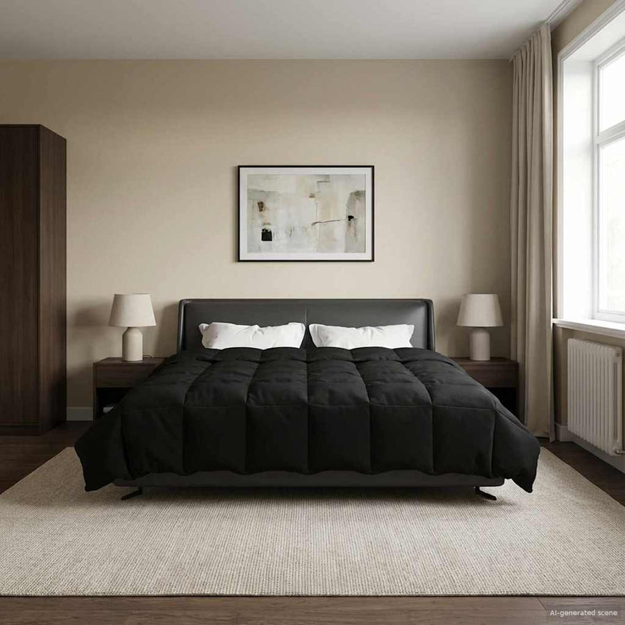 Zomer Dekbed Gekwilt Zwart 240 x 260 cm Microfiber
