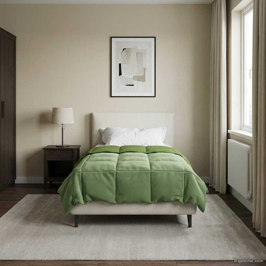 Zomerdekbed Gekwilt Groen 135 x 220 cm Microfiber