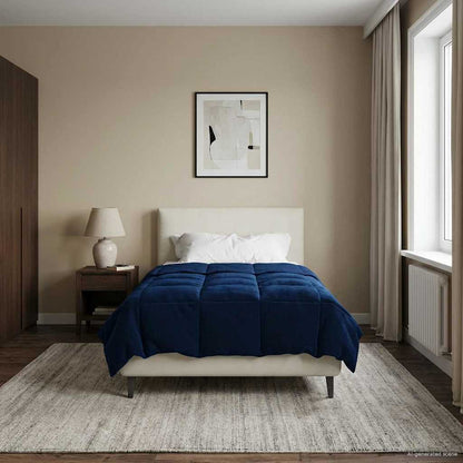 Zomer Dekbed Gekwilt Donkerblauw 135 x 200 cm Microfiber