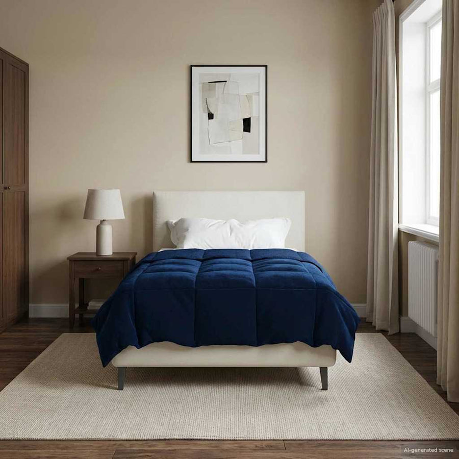 Zomer Dekbed Gekwilt Donkerblauw 140 x 200 cm Microfiber