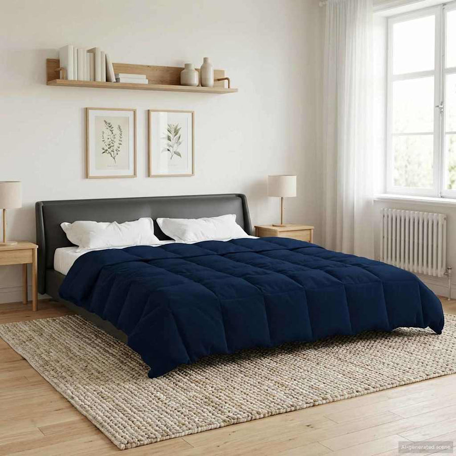 Zomer Dekbed Gekwilt Donkerblauw 200 x 200 cm Microfiber
