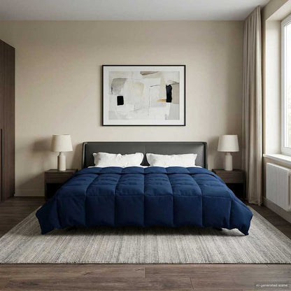 Zomer Dekbed Gekwilt Donkerblauw 200 x 240 cm Microfiber