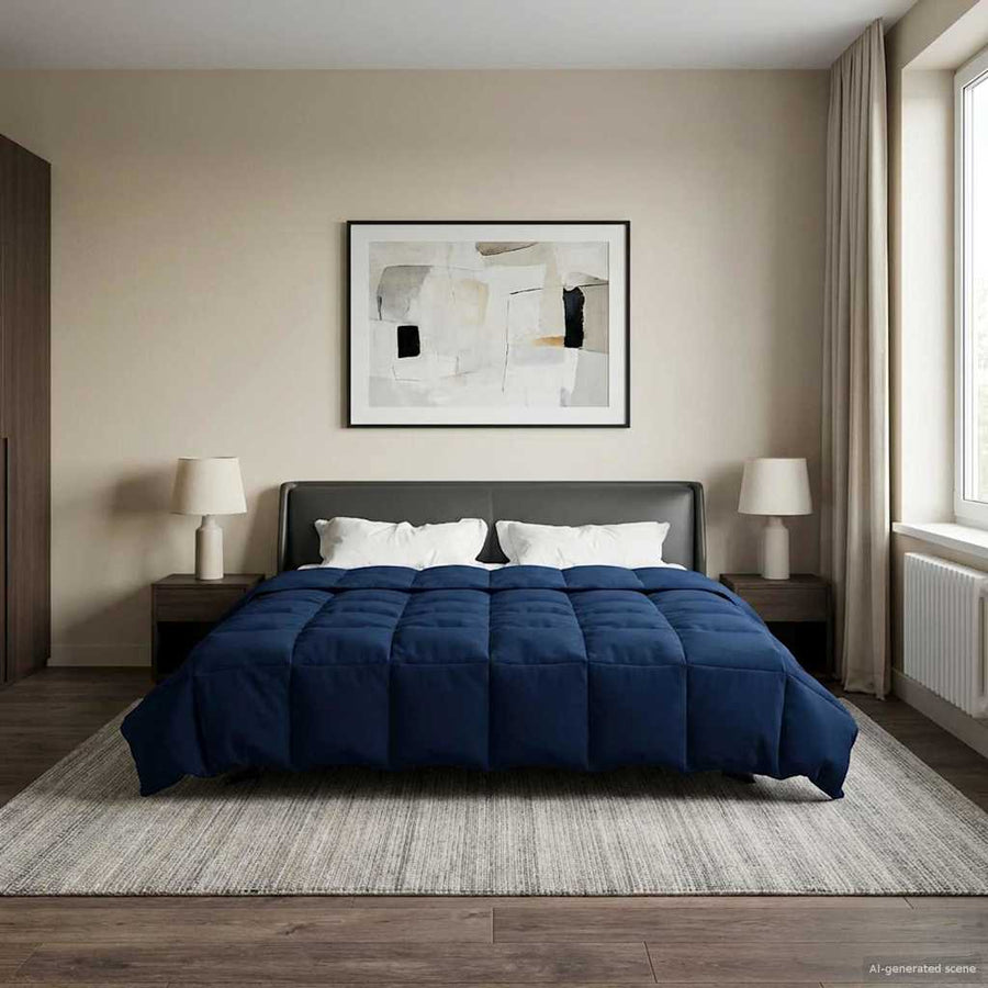 Zomer Dekbed Gekwilt Donkerblauw 200 x 240 cm Microfiber