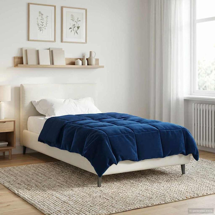 Zomerdekbed Gekwilt Donkerblauw 135 x 220 cm Microfiber