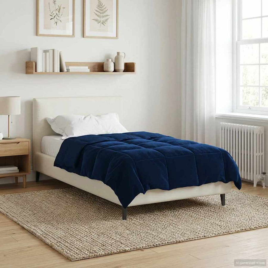 Zomer Dekbed Gekwilt Donkerblauw 140 x 220 cm Microfiber
