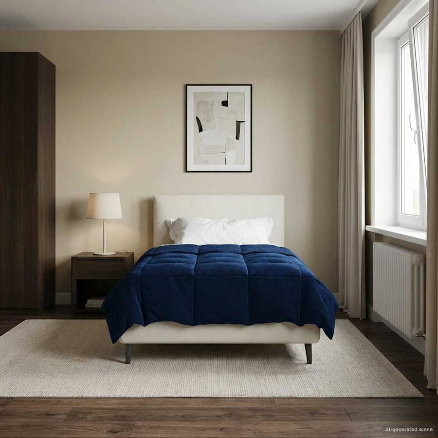 Zomer Dekbed Gekwilt Donkerblauw 140 x 220 cm Microfiber