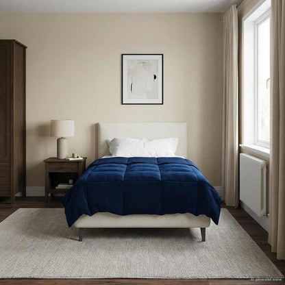 Zomer Dekbed Gekwilt Donkerblauw 155 x 220 cm Microfiber