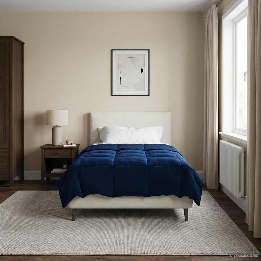 Zomer Dekbed Gekwilt Donkerblauw 155 x 220 cm Microfiber