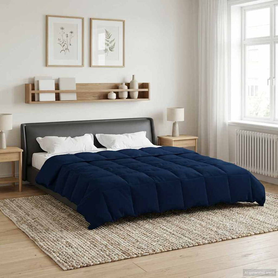 Zomer Dekbed Gekwilt Donkerblauw 200 x 220 cm Microfiber