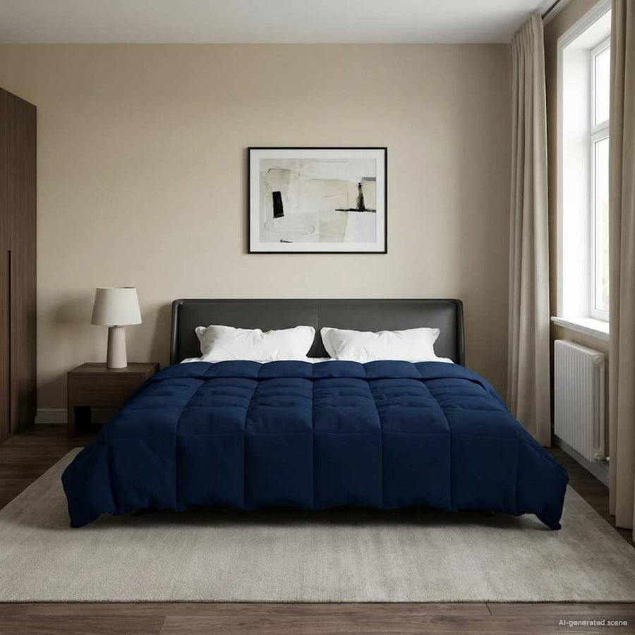 Zomer Dekbed Gekwilt Donkerblauw 200 x 220 cm Microfiber