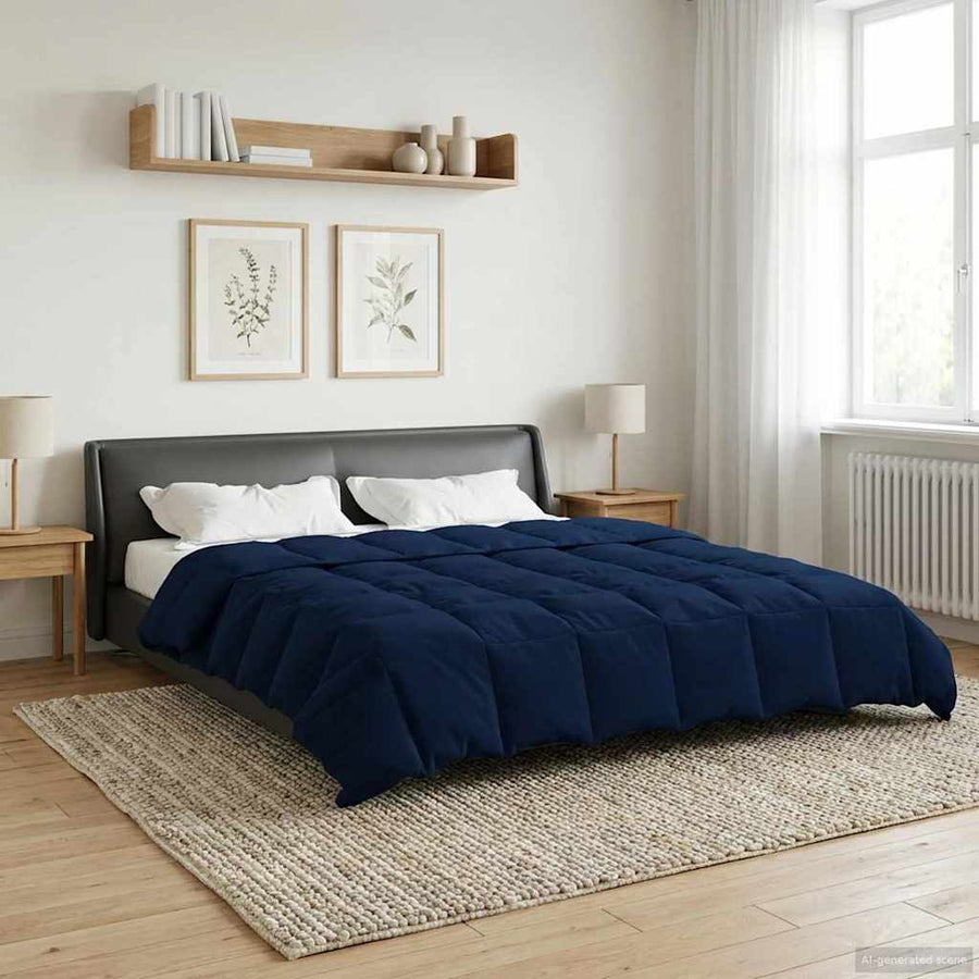 Zomer Dekbed Gekwilt Donkerblauw 220 x 240 cm Microfiber