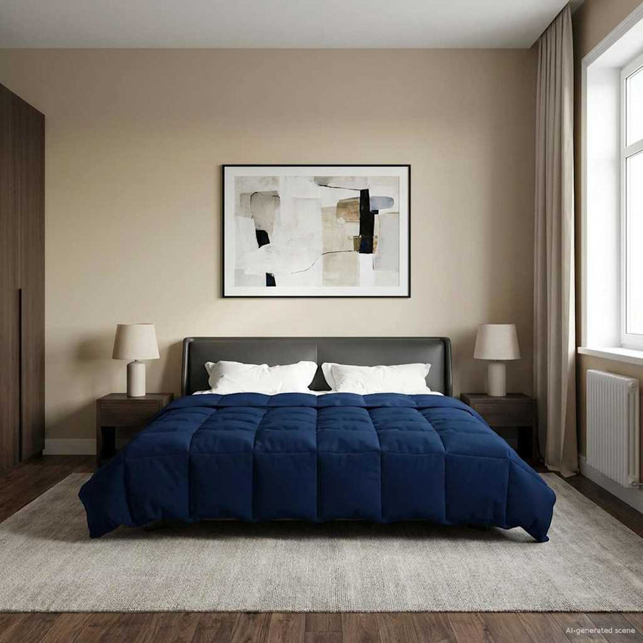 Zomer Dekbed Gekwilt Donkerblauw 220 x 240 cm Microfiber