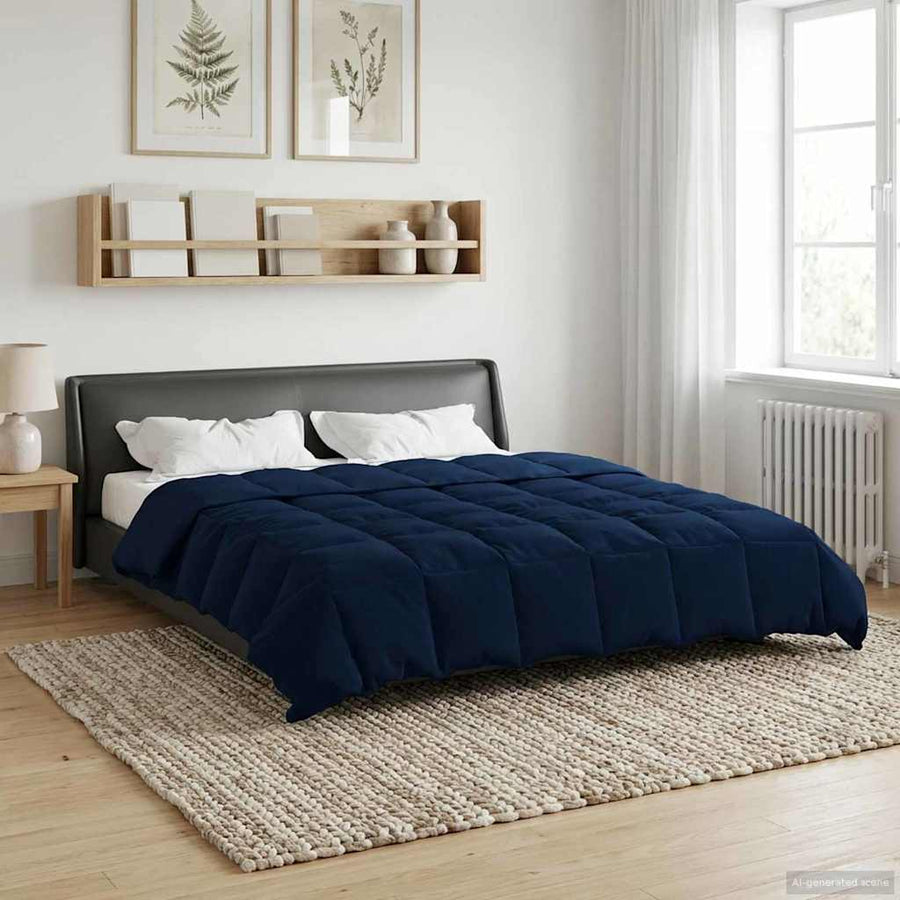 Zomer Dekbed Gekwilt Donkerblauw 220 x 260 cm Microfiber