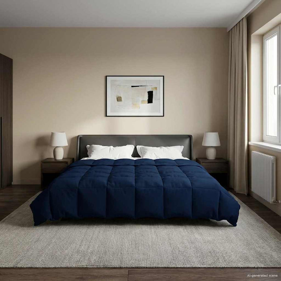 Zomer Dekbed Gekwilt Donkerblauw 220 x 260 cm Microfiber