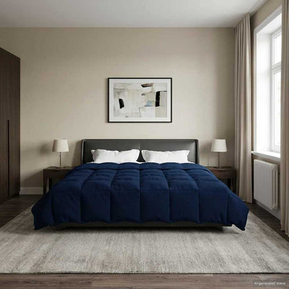 Zomer Dekbed Gekwilt Donkerblauw 240 x 260 cm Microfiber