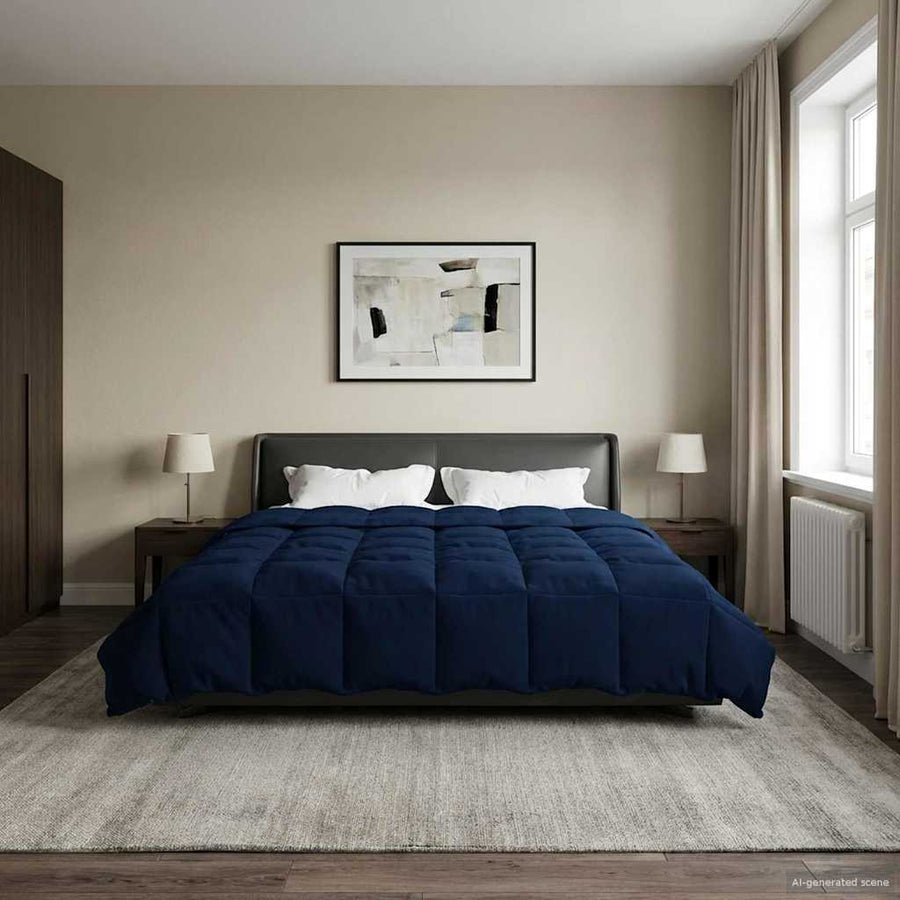 Zomer Dekbed Gekwilt Donkerblauw 240 x 260 cm Microfiber