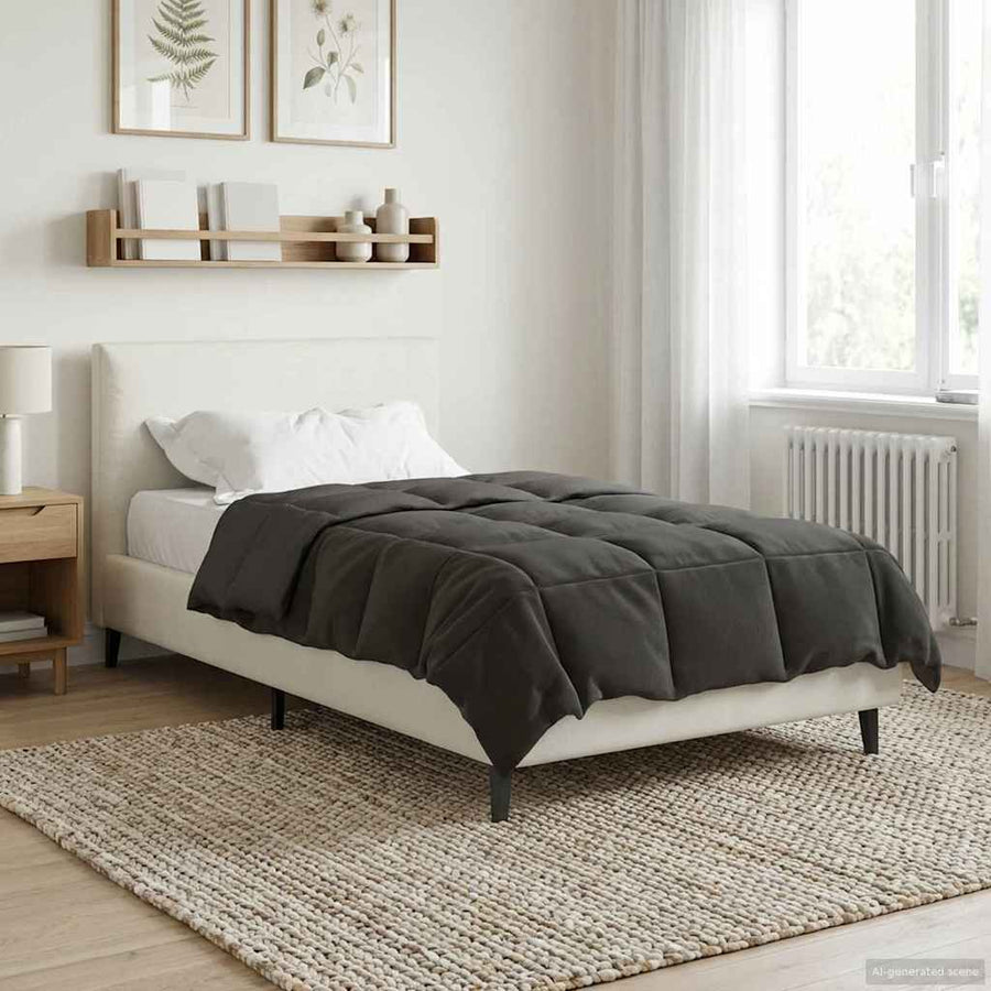 Vol jaar dekbed Gekwilt Antraciet 135 x 200 cm Microfiber