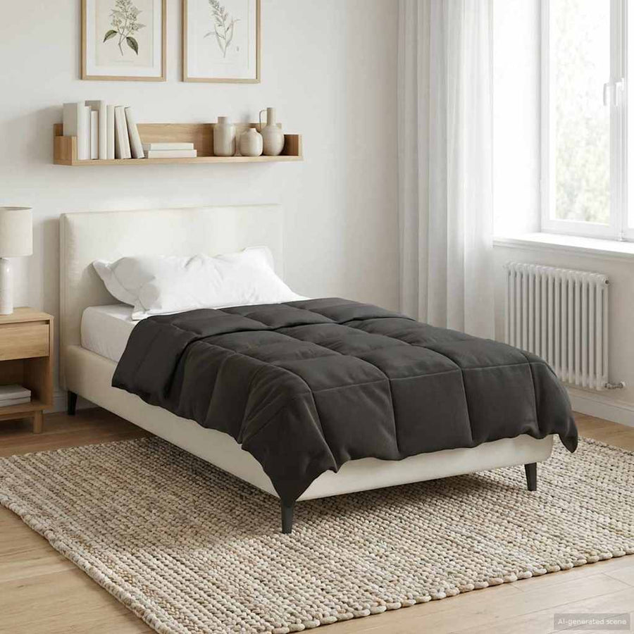 Vol jaar dekbed Gekwilt Antraciet 140 x 200 cm Microfiber
