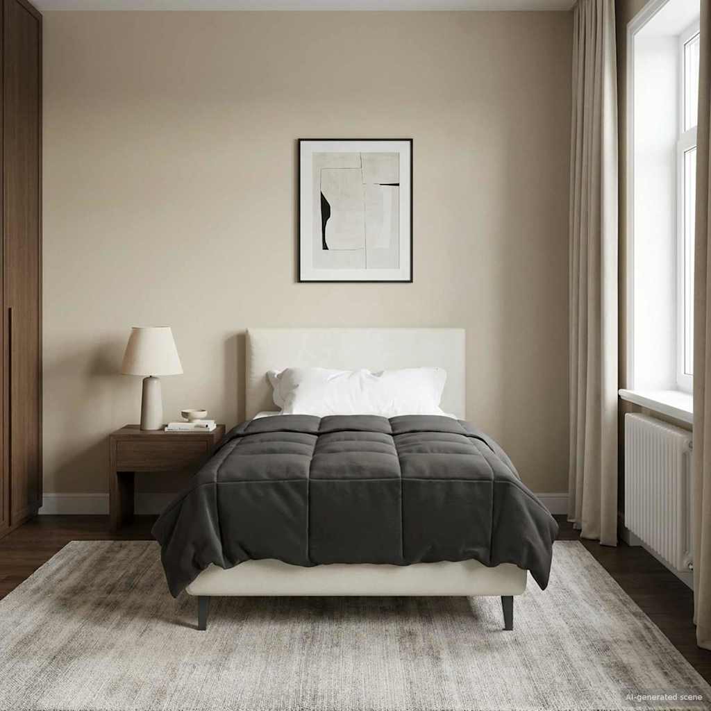 Vol jaar dekbed Gekwilt Antraciet 155 x 200 cm Microfiber
