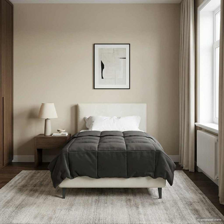 Vol jaar dekbed Gekwilt Antraciet 155 x 200 cm Microfiber