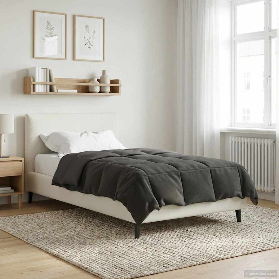 Vol jaar dekbed Gekwilt Antraciet 135 x 220 cm Microfiber