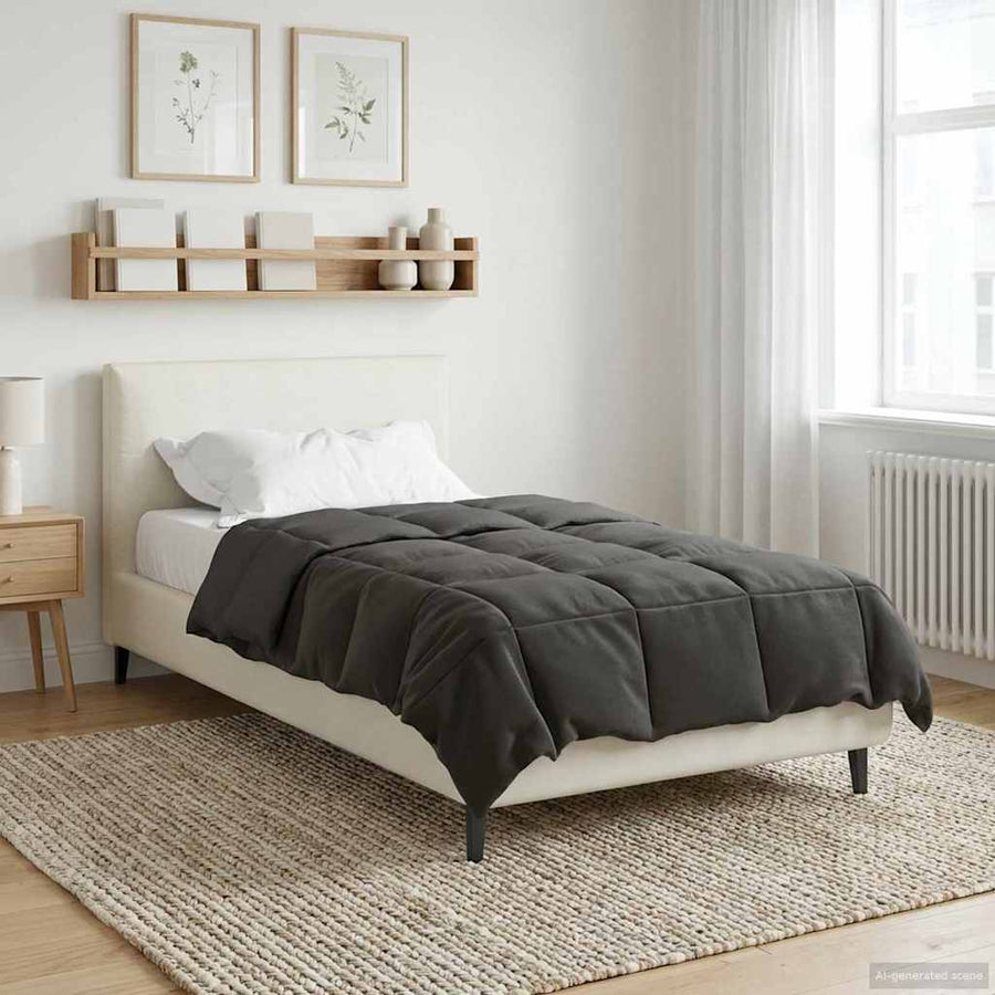 Vol jaar dekbed Gekwilt Antraciet 140 x 220 cm Microfiber