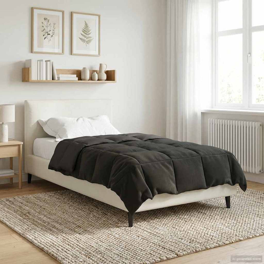 Vol jaar dekbed Gekwilt Antraciet 155 x 220 cm Microfiber