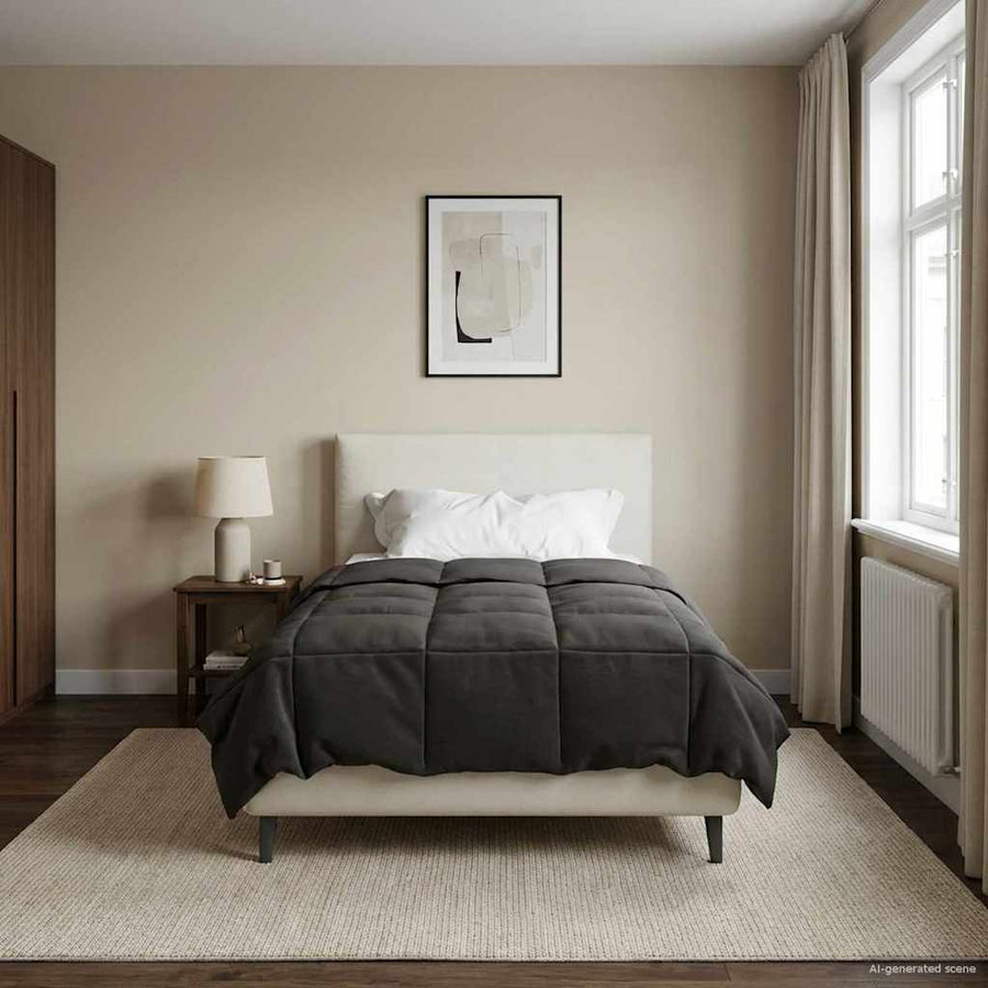 Vol jaar dekbed Gekwilt Antraciet 155 x 220 cm Microfiber