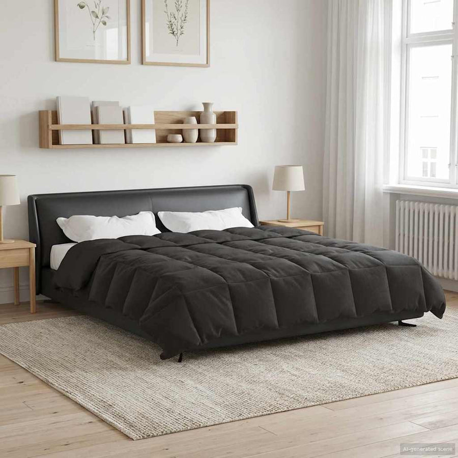 Vol jaar dekbed Gekwilt Antraciet 200 x 220 cm Microfiber