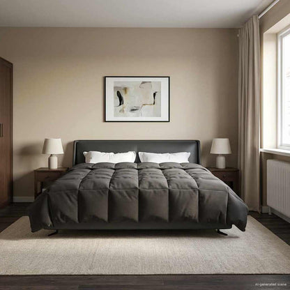 Vol jaar dekbed Gekwilt Antraciet 200 x 220 cm Microfiber