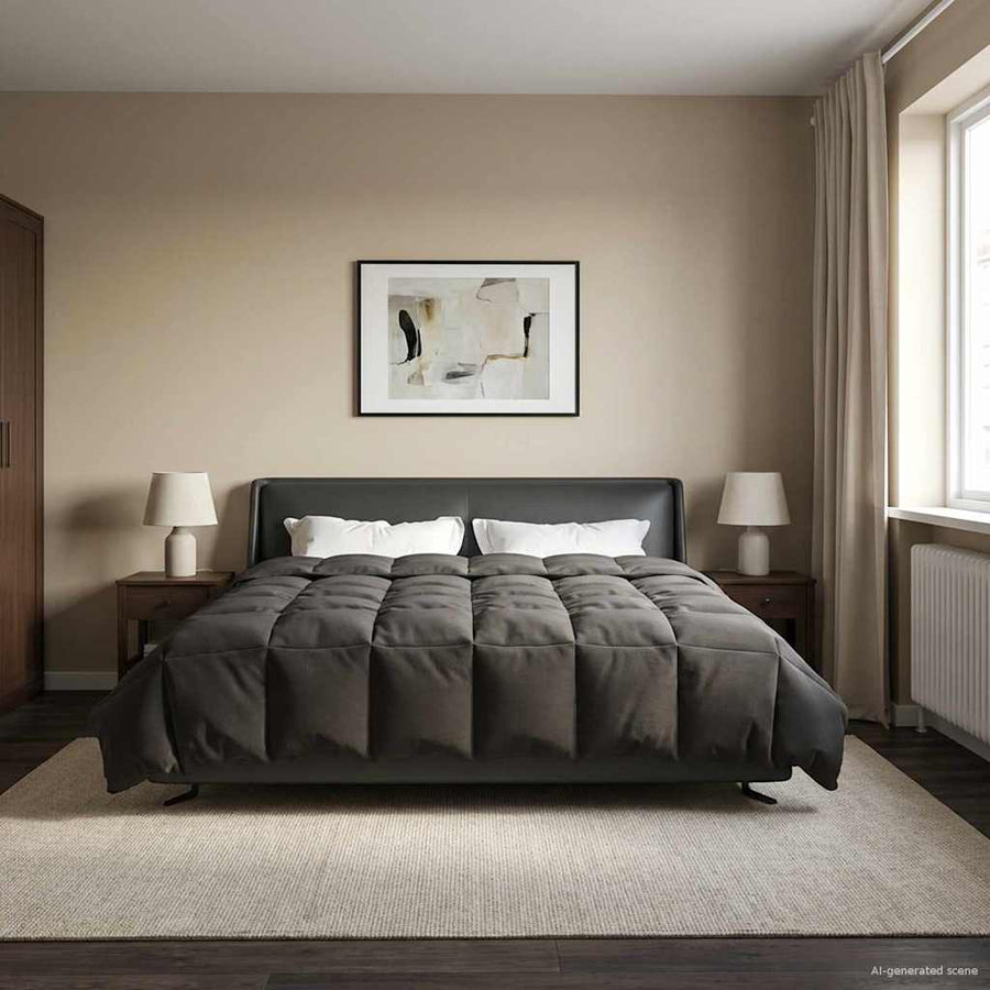 Vol jaar dekbed Gekwilt Antraciet 200 x 220 cm Microfiber