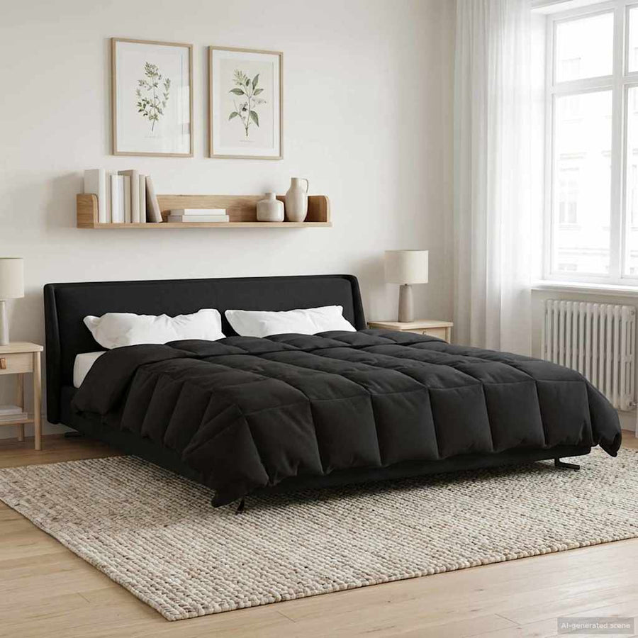 Vol jaar dekbed Gekwilt Antraciet 220 x 260 cm Microfiber