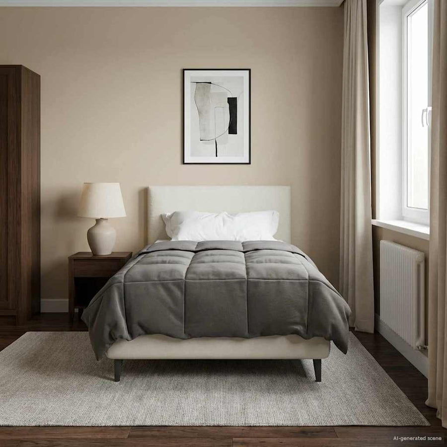 Vol jaar dekbed Gekwilt Lichtgrijs 135 x 200 cm Microfiber