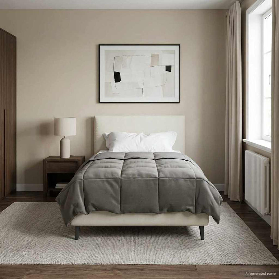 Vol jaar dekbed Gekwilt Lichtgrijs 155 x 200 cm Microfiber