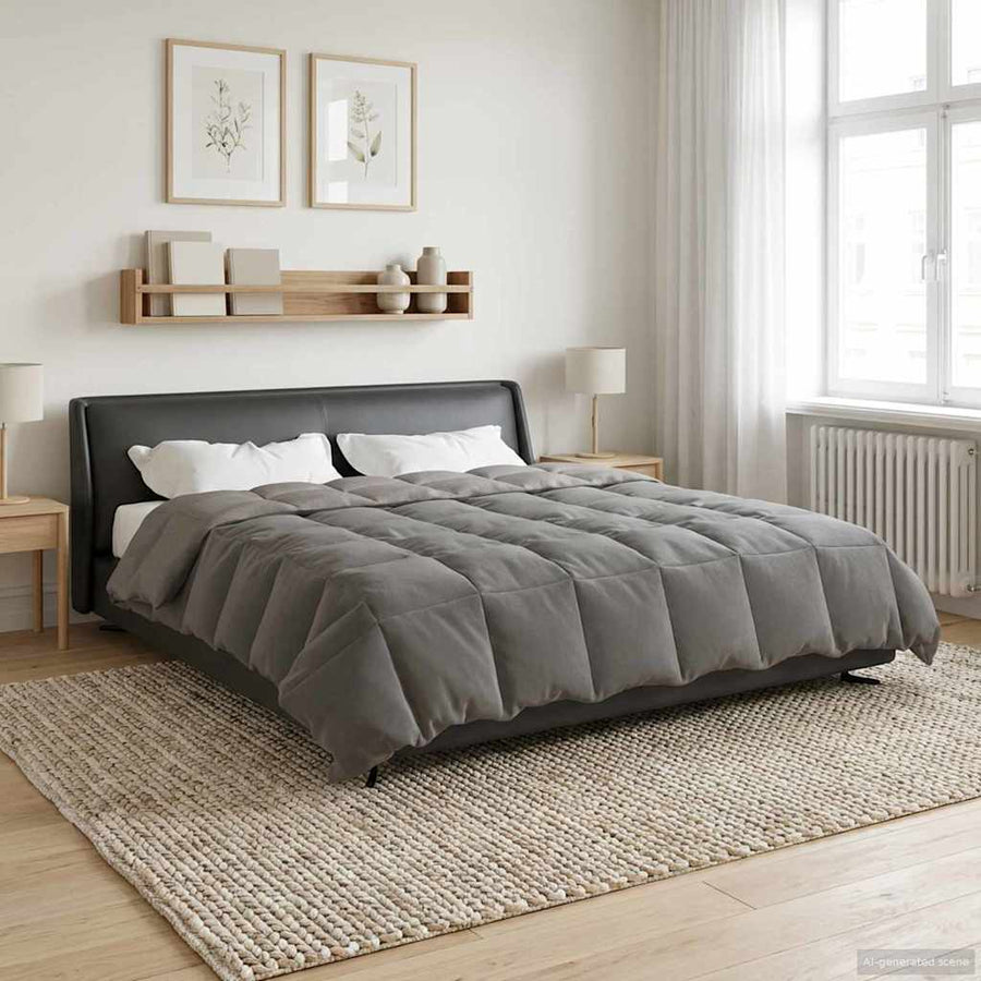 Vol jaar dekbed Gekwilt Lichtgrijs 200 x 200 cm Microfiber