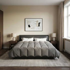 All-Season Quilted Duvet Light Grey 200 x 200 cm Microfiber