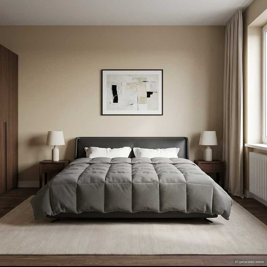 Vol jaar dekbed Gekwilt Lichtgrijs 200 x 240 cm Microfiber