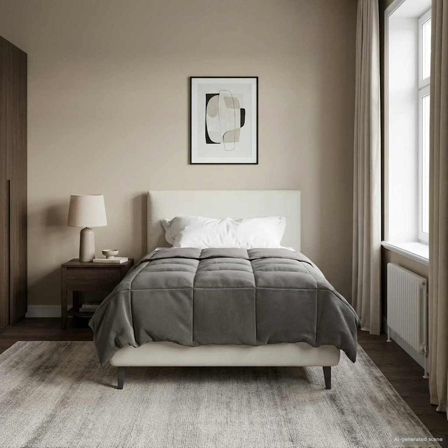 Vol jaar dekbed Gekwilt Lichtgrijs 135 x 220 cm Microfiber