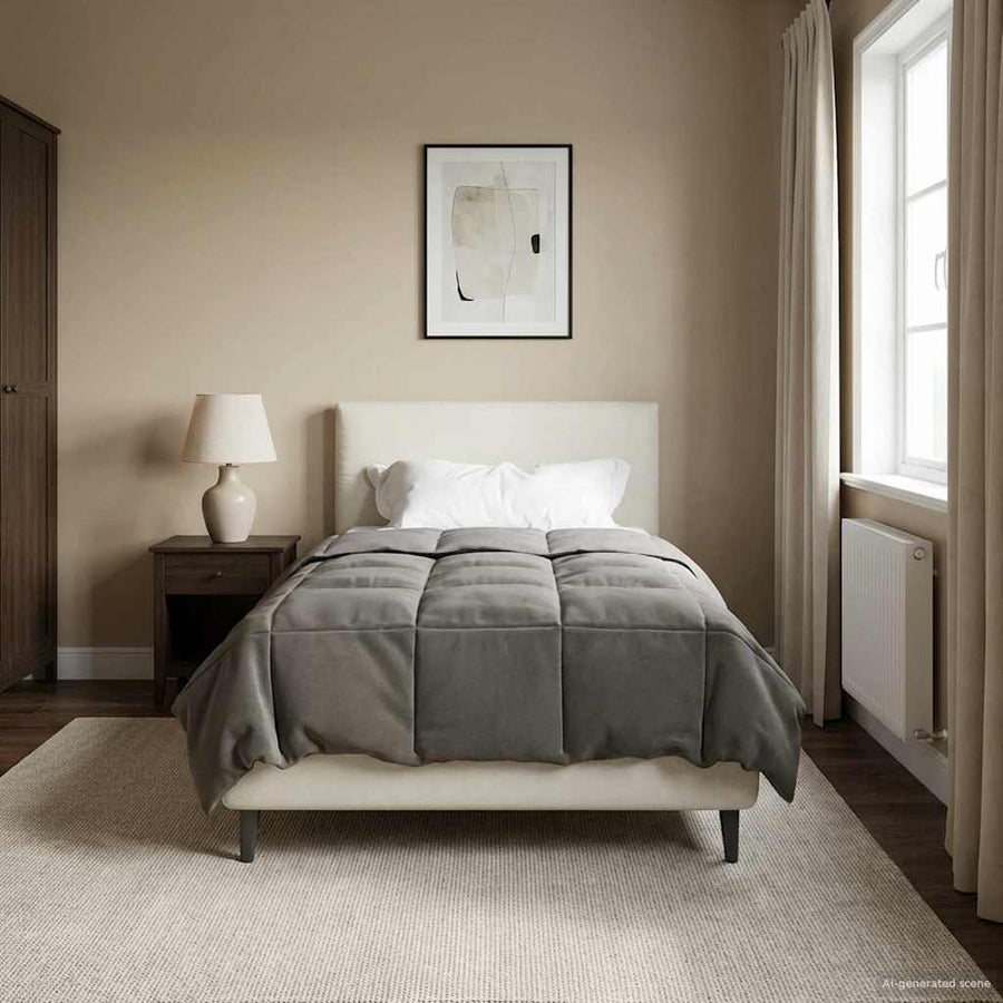 Vol jaar dekbed Gekwilt Lichtgrijs 140 x 220 cm Microfiber