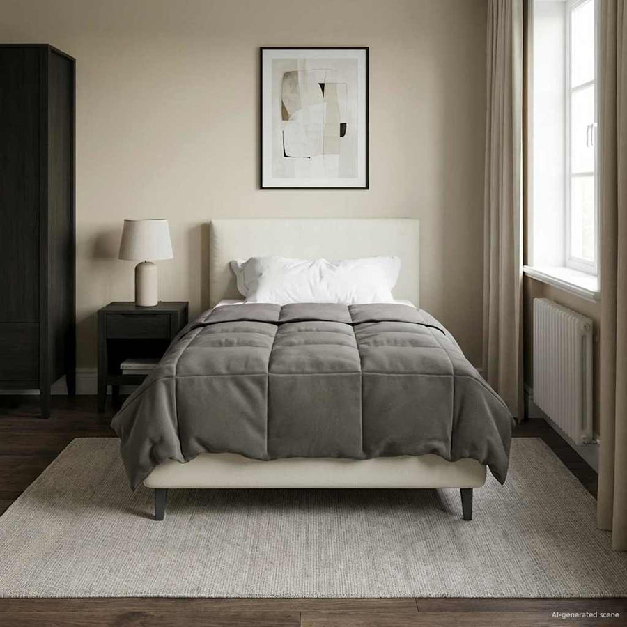 Vol jaar dekbed Gekwilt Lichtgrijs 155 x 220 cm Microfiber